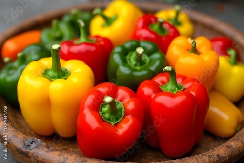 Multi-colorful bell peppers have a mild flavor and are less spicy than chili peppers