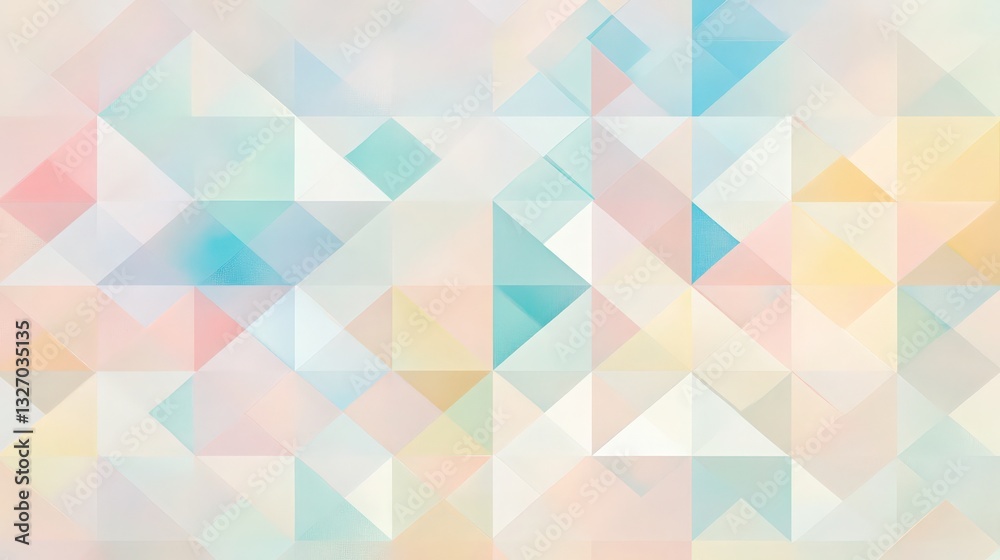 Naklejka premium Pastel Geometric Mosaic with Triangular and Square Fragments Abstract Design