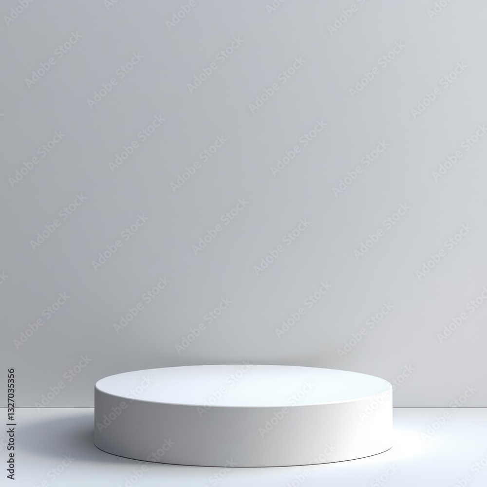 Minimalist white podium against a soft gray backdrop for product presentation and display in a studio setting simple and elegant Minimalist white podium against a soft gray backdrop for product presentation and display in a studio setting simple and elegant