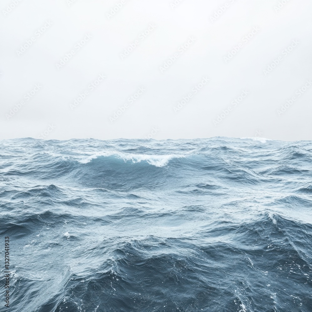 Serene expanse of ocean waves under a misty sky capturing the vastness of the sea and the beauty of nature Serene expanse of ocean waves under a misty sky capturing the vastness of the sea and the beauty of nature