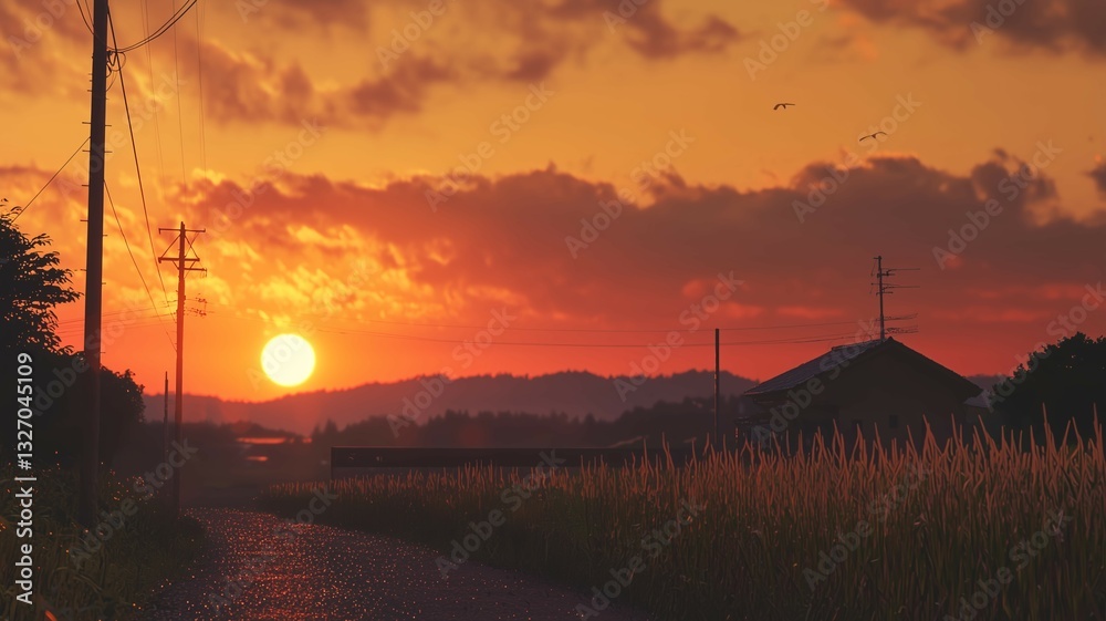 Naklejka premium 日本の田舎の風景