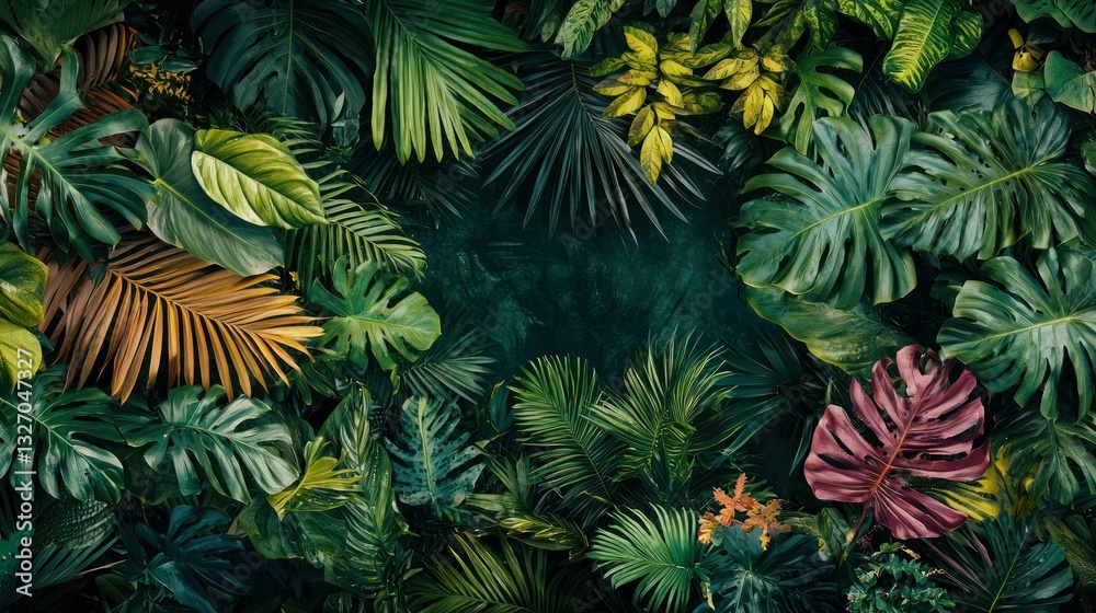 The lush, vibrant jungle canopy filled with diverse plants and tropical trees. The lush, vibrant jungle canopy filled with diverse plants and tropical trees.