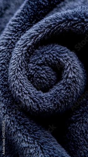 Close-up of soft, dark blue fabric. Luxurious texture, perfect for cozy winter clothing or blankets.