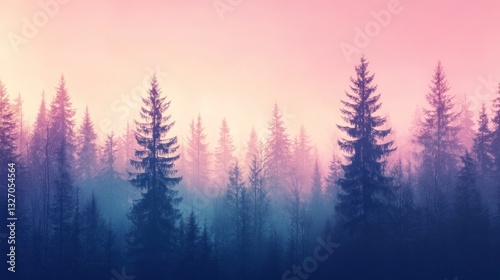 Misty Sunrise in a Pine Forest (1)