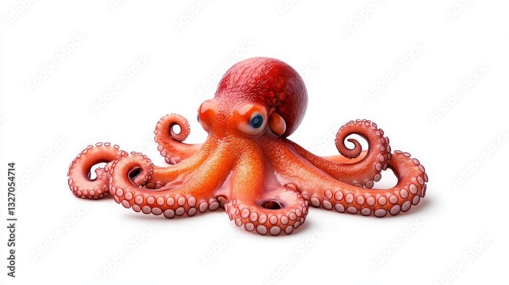Realistic red octopus with detailed texture and features Realistic red octopus with detailed texture and features