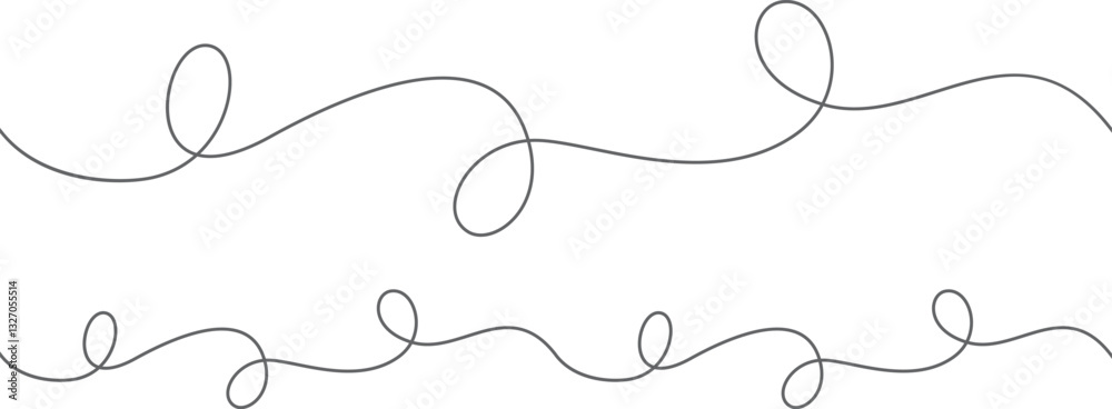 One continuous squiggle line. Curved single line. Seamless, endless, twisted line.