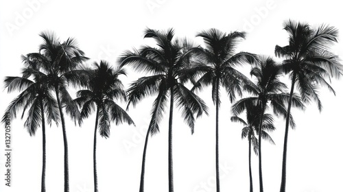 Silhouettes of Palm Trees Against White Background (1)