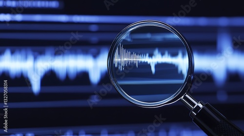 Analyzing sound waves on computer screen with magnifier