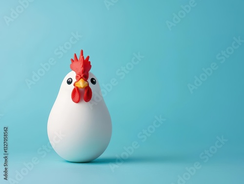 Eggshell painted as a chickens face, funny eggception visual pun
