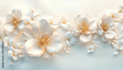 Elegant white flowers in gold