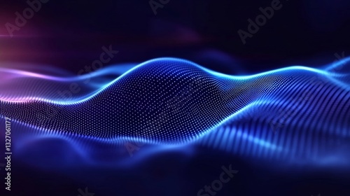 High tech visualization of blue glowing data streams forming a dynamic landscape
