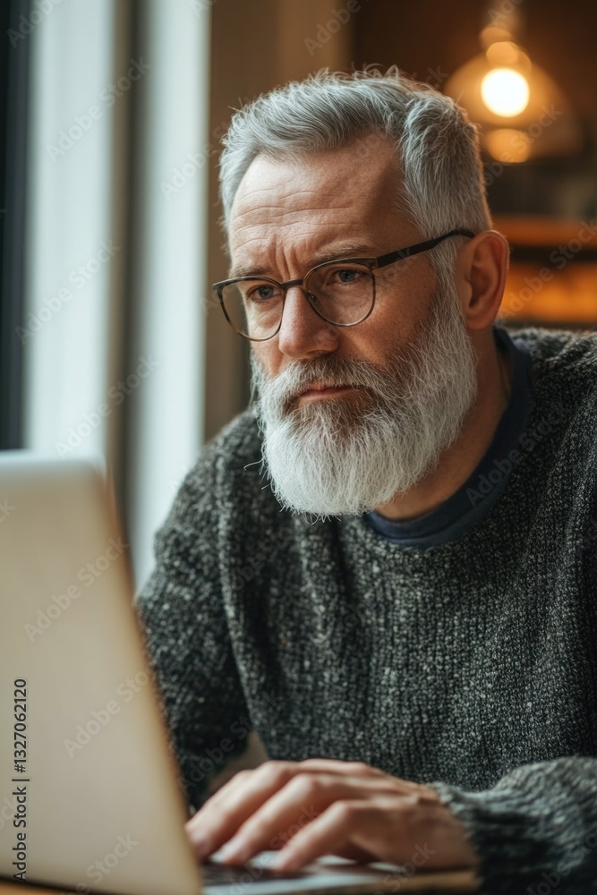 A person sitting at a desk with a laptop computer, focused on their work A person sitting at a desk with a laptop computer, focused on their work