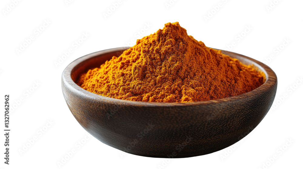 Golden Spice Bowl: A close-up shot of a wooden bowl filled with vibrant turmeric powder, showcasing its rich color and fine texture. Golden Spice Bowl: A close-up shot of a wooden bowl filled with vibrant turmeric powder, showcasing its rich color and fine texture.
