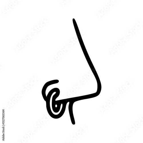 nose with nostril piercing outline vector illustration