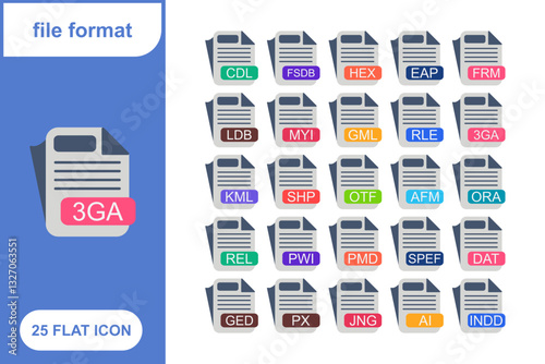 File Format, File extension, document type, doucment extension Flat Icon Set, Collection of 25 File Format, File extension, document type, doucment extension Flat Icon Set – 25 PDF, DOC, and Media