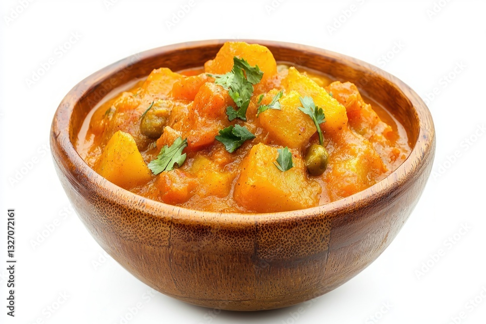 Rustic Charm Delicious Aloo Matar with Wooden Bowl Warm Light Potatoes Peas in Tomato Gravy Simplicity Rustic Charm Delicious Aloo Matar with Wooden Bowl Warm Light Potatoes Peas in Tomato Gravy Simplicity
