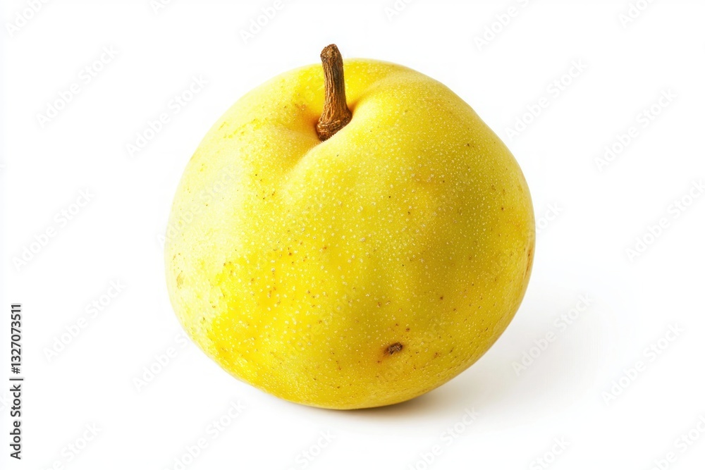 Golden Yellow Pear with Delicate Stem in Close Up Shot on White Background for Natural Still Life Golden Yellow Pear with Delicate Stem in Close Up Shot on White Background for Natural Still Life