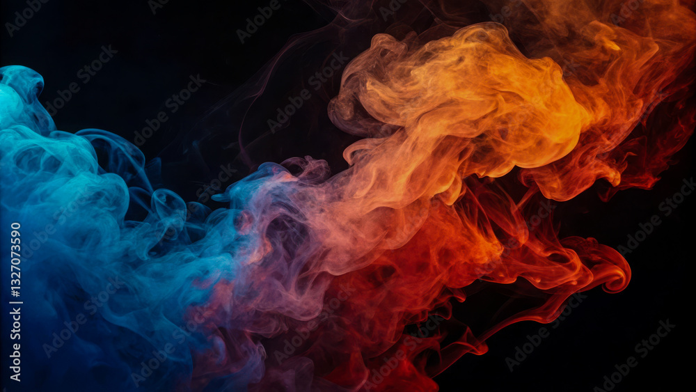 Fototapeta premium fire and smoke- Abstract Smoke in Blue and Orange – Fire and Ice Concept Background