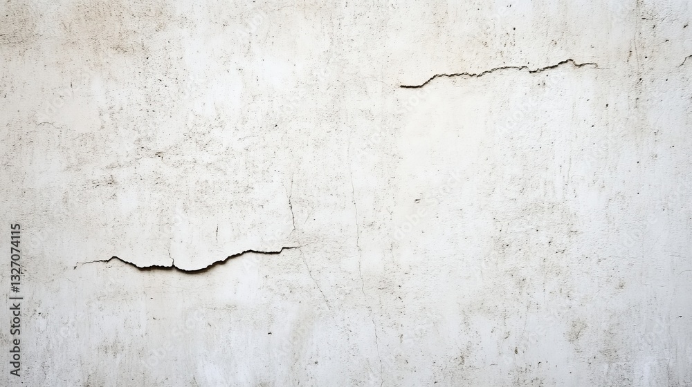 Obraz premium Cracked white wall with texture, showcasing wear and tear, ideal for renovation backgrounds