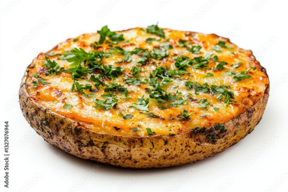 Savory potato baked with cheese and parsley a delicious and visually appealing food photography close up Savory potato baked with cheese and parsley a delicious and visually appealing food photography close up