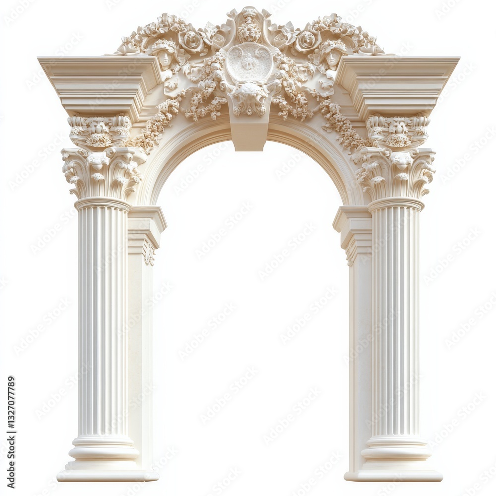 Naklejka premium Classical Architectural Archway: A stunning neoclassical archway, adorned with intricate carvings and elegant columns, exuding timeless beauty and structural design.