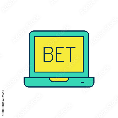 Filled outline Online sports betting icon isolated on white background. Sport bet bookmaker. Betting online make money. Vector