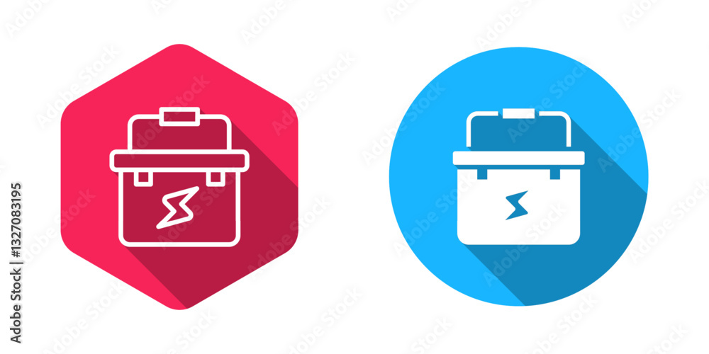 Filled and outline Toolbox electrician icon isolated with long shadow background. Vector Filled and outline Toolbox electrician icon isolated with long shadow background. Vector