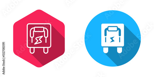 Filled and outline Electrical panel icon isolated with long shadow background. Switch lever. Vector