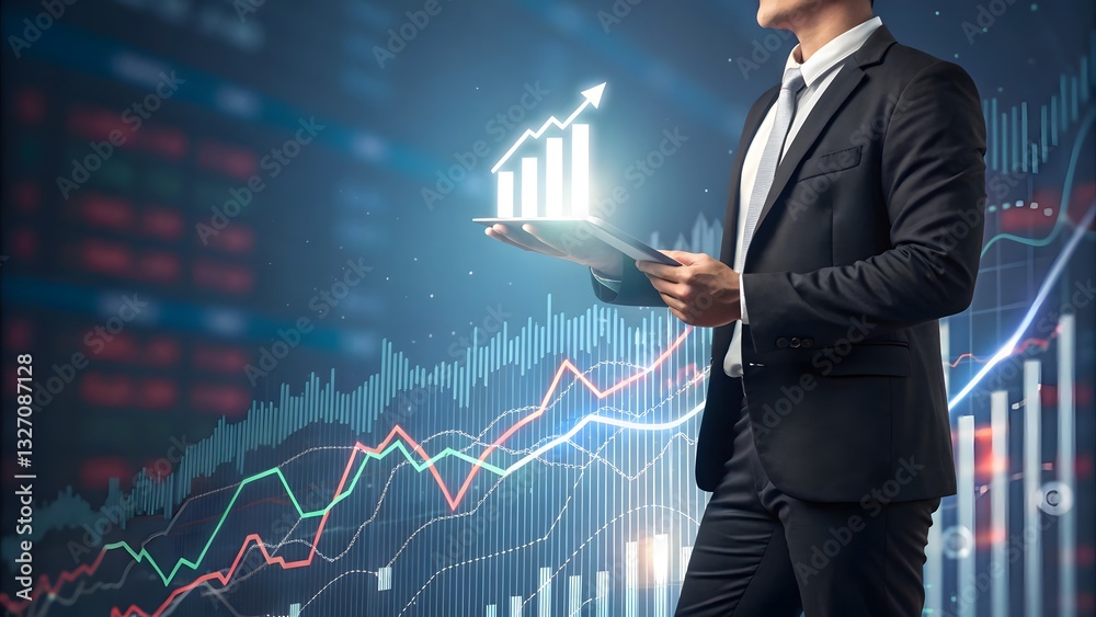 A businessman in a sleek suit holding a glowing 3D cube, representing innovation and futuristic business concepts A businessman in a sleek suit holding a glowing 3D cube, representing innovation and futuristic business concepts