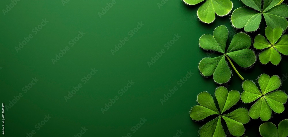 Elegant Border of Lush Green Shamrocks on a Dark Green Background for St Patricks Day Celebration Elegant Border of Lush Green Shamrocks on a Dark Green Background for St Patricks Day Celebration