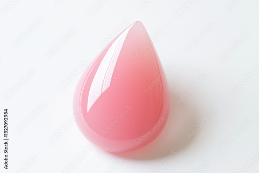 A pink tear shaped object sits on a white surface, perfect for representing emotions or symbolizing love