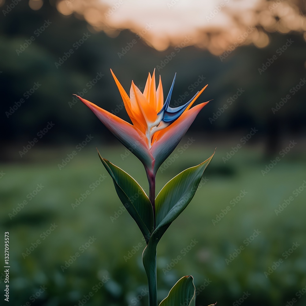 Obraz premium Bird of paradise flower sunset garden bloom nature