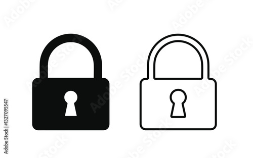 Padlock icon, Security icon. Outline Padlock icon, vector illustration, isolated on a white background