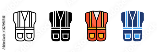 Safety Vest  Icon Set Multiple Style Collection