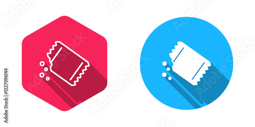 Filled and outline Packet of pepper icon isolated with long shadow background. Vector
