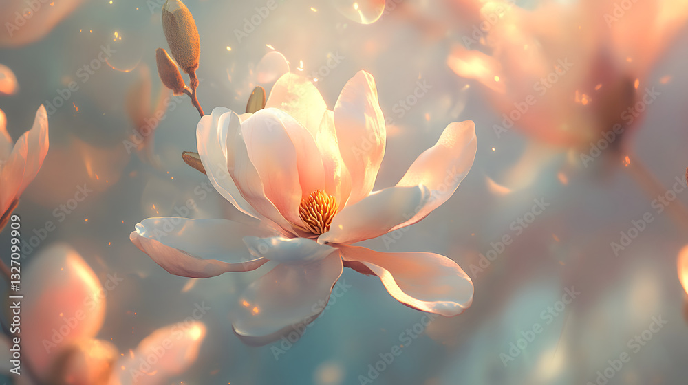 Fototapeta premium Delicate Magnolia Blossom in Full Bloom