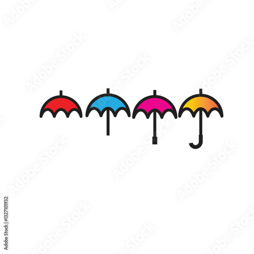 umbralla logo icon design in summer and rain day