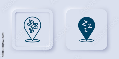 Filled and outline Sleepy icon isolated on grey background. Sleepy zzz talk bubble. Square button. Vector