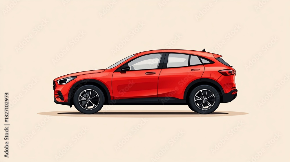 Fototapeta premium Red SUV Side View Illustration