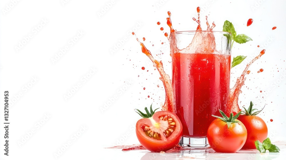 Splashing Tomato Juice with Fresh Tomatoes Splashing Tomato Juice with Fresh Tomatoes