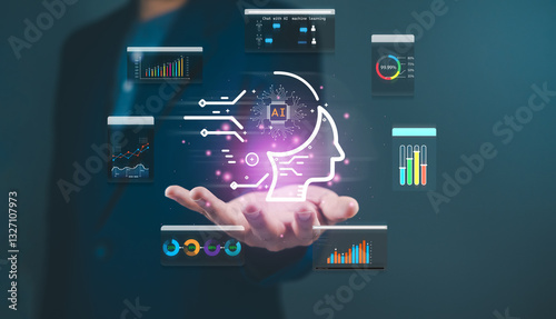 Chatbot Chat technology with AI, Artificial Intelligence smart robot AI, artificial intelligence  generates command prompt messaging communication chatbot marketing online talking customer service