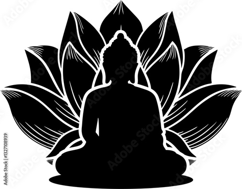 silhouette of a buddha with lotus . vesak day vector design element