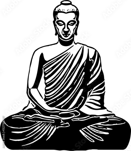 buddha statue vector illustration. hand drawn buddha gautama isolated. vesak day element vector illustration