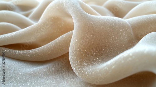 Close-up shot of soft neutral-toned fabric with faint texture resembling velvet. Generative AI photo