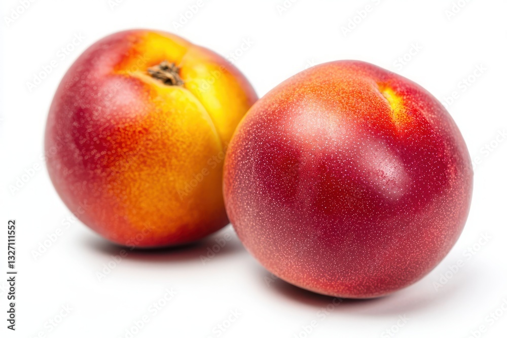Freshness in Focus Two Nectarines Showcase Vibrant Colors and Textures on Clean Background Elegant Composition Freshness in Focus Two Nectarines Showcase Vibrant Colors and Textures on Clean Background Elegant Composition