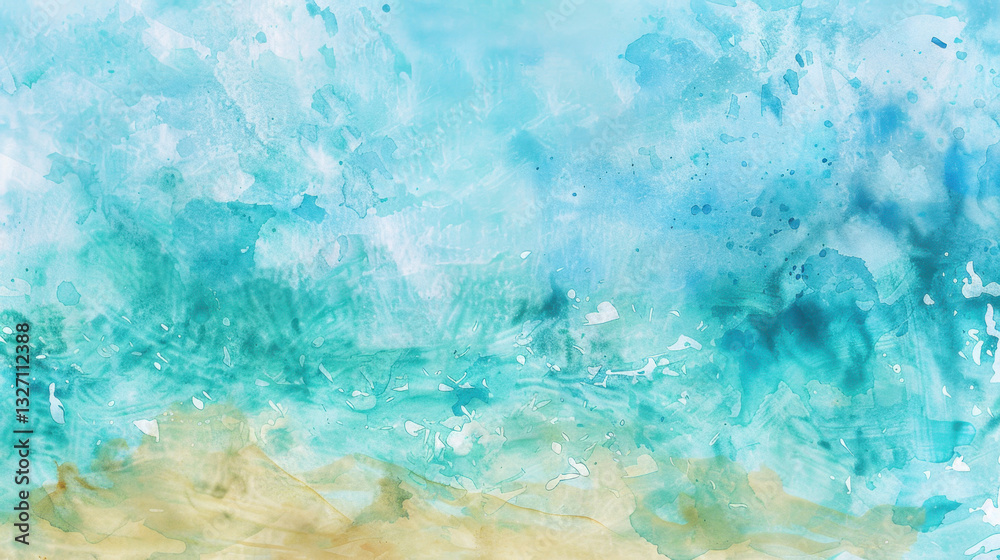 Obraz premium watercolor painting of ocean an a beach