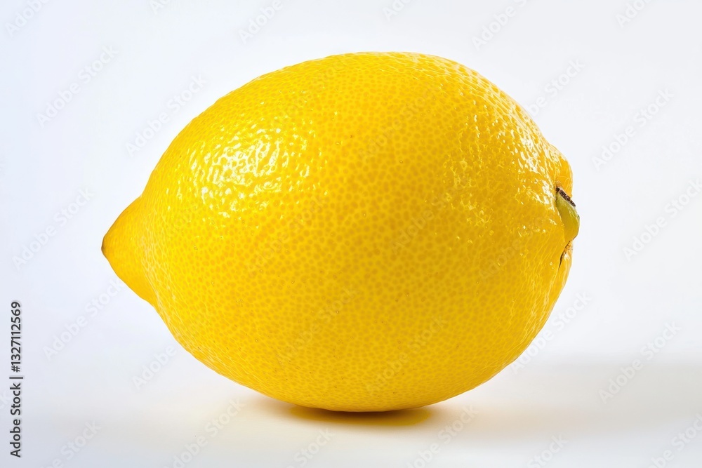 Fresh Vibrant Yellow Lemon Isolated on Bright White Background Evoking Zestful Citrus Flavor Closeup View Fresh Vibrant Yellow Lemon Isolated on Bright White Background Evoking Zestful Citrus Flavor Closeup View