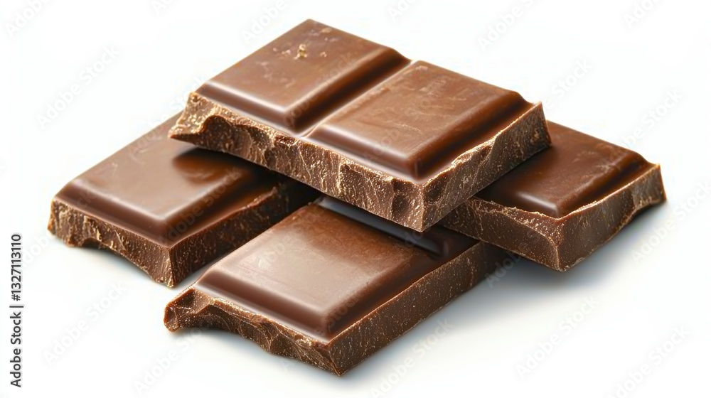 A close-up view of rich chocolate isolated on a clean white background perfect for showcasing sweet culinary indulgence A close-up view of rich chocolate isolated on a clean white background perfect for showcasing sweet culinary indulgence