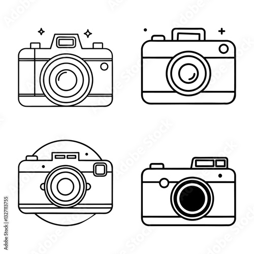 sleek modern camera icon. minimalist vector camera design. professional glossy camera symbol.