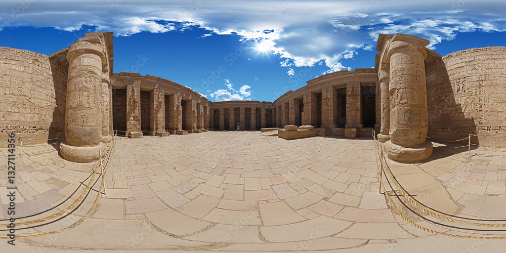 egypt, luxor the temple of ramesses III at medinet habu 360° equirctangular vr environment 3d render
